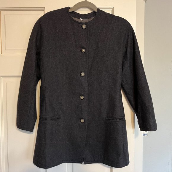 MaxMara Gray Single-Breasted Five-Button Wool/Cashmere Jacket Blazer - Picture 1 of 9